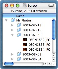 Finder window screen shot of DateTree after it has copied files into a folder hierarchy